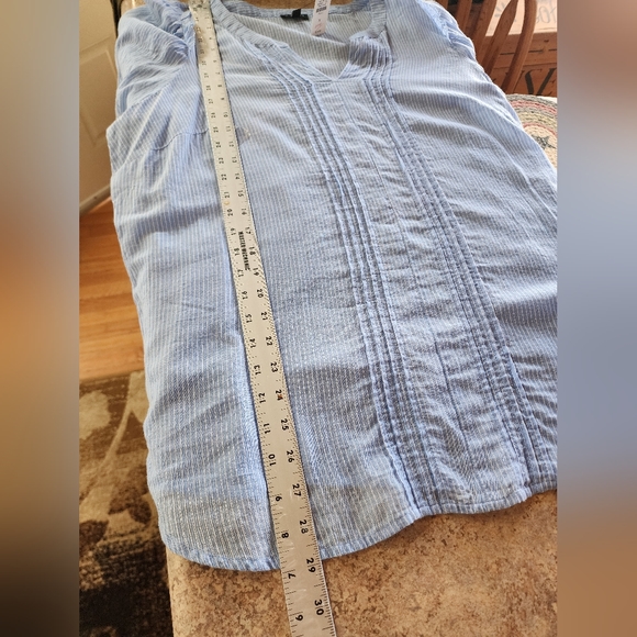 Talbots Band Collar Popover Sunny Stripe Blue and White Plus Size X - Picture 12 of 12